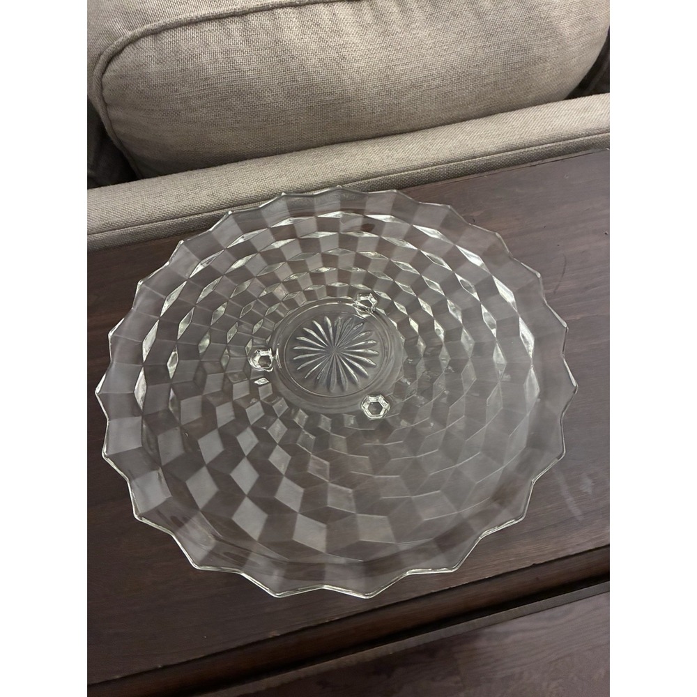 Fostoria American Glass Cake Plate Vintage Clear 14" Diameter